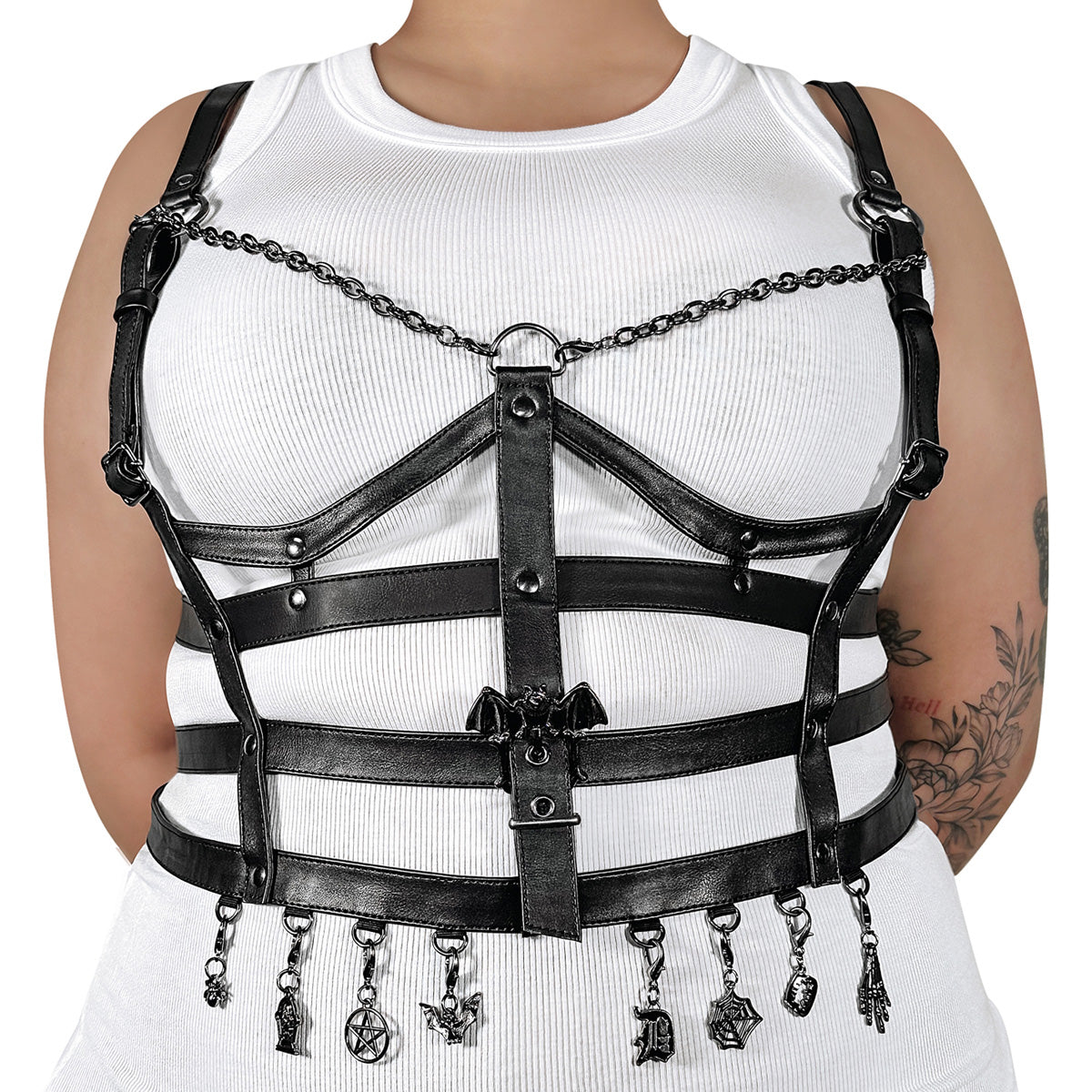 DemoniaCult Women's Clothing DA-118-LXL Blk Faux Leather