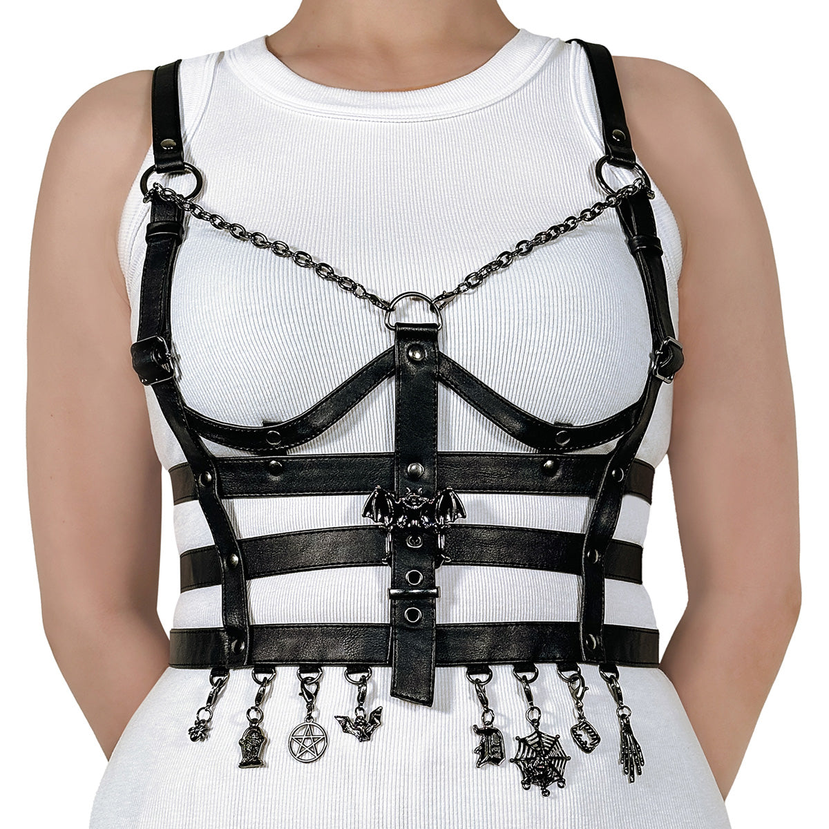 DemoniaCult Women's Clothing DA-118-SM Blk Faux Leather