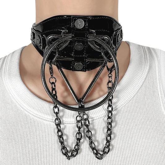 DemoniaCult Women's Clothing DA-205 Blk Patent