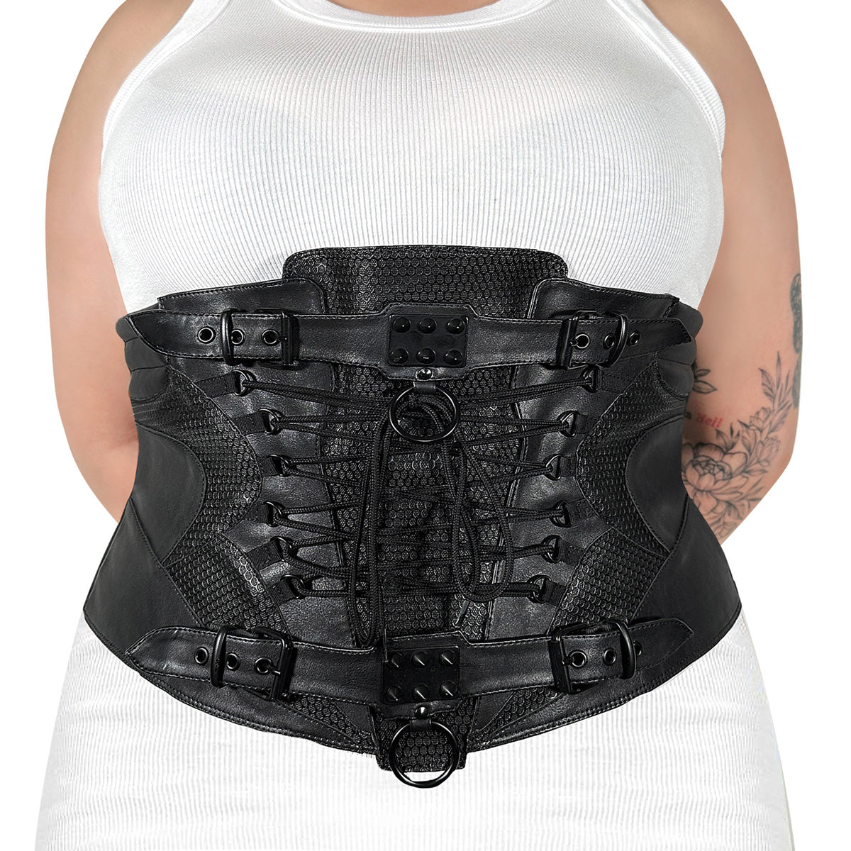DemoniaCult Women's Clothing DA-310-LXL Blk Str Faux Leather