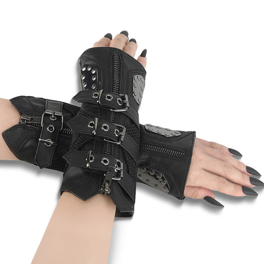 DemoniaCult Women's Clothing DA-457 Blk Str Faux Leather