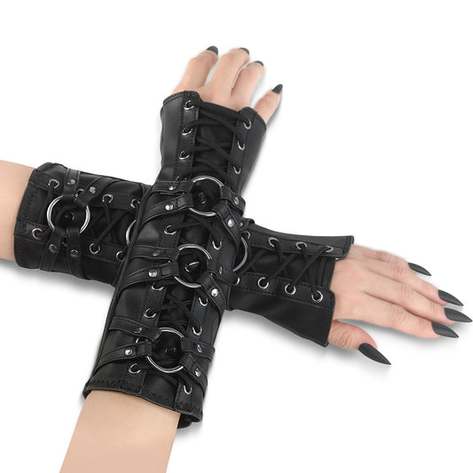 DemoniaCult Women's Clothing DA-462 Blk Str Faux Leather
