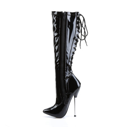 Devious Womens Boots DAGGER-2064 Blk Stretch Pat