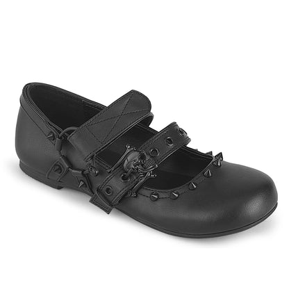 DemoniaCult Women's Flats DAISY-08 Blk Vegan Leather