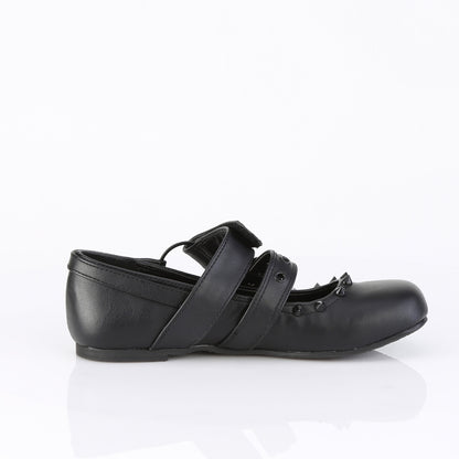 DemoniaCult Women's Flats DAISY-08 Blk Vegan Leather
