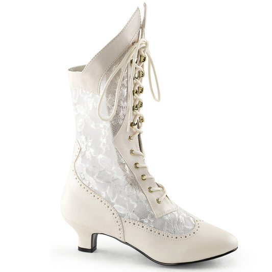 Funtasma Botas de tobillo para mujer DAME-115 Cordón de PU de marfil