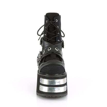 DemoniaCult Botas de tobillo para mujeres DAMNED-116 BLK LANVAS-VEGAN PULO