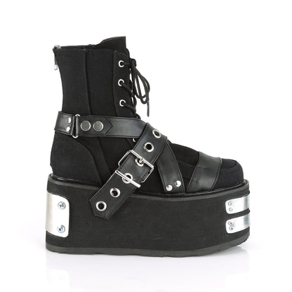 DemoniaCult Botas de tobillo para mujeres DAMNED-116 BLK LANVAS-VEGAN PULO