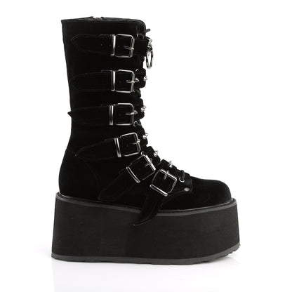 DemoniaCult Women's Mid-Calf & Knee High Boots DAMNED-225 Blk Velvet
