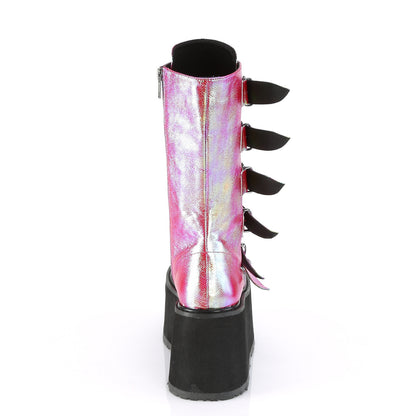 DemoniaCult De las mujeres  DAMNED-225 cuero vegano iridiscente de color verde rosa