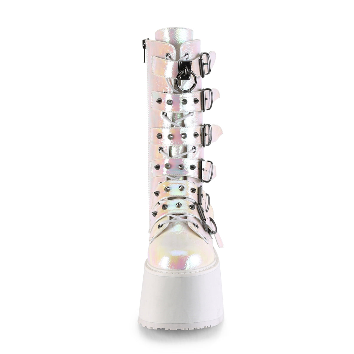 DemoniaCult Womens Boots DAMNED-225 Pearl Iridescent Vegan Leather