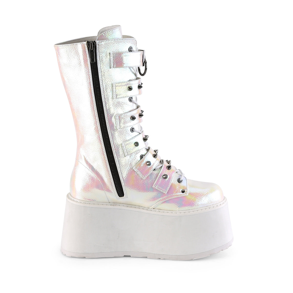 DemoniaCult Womens Boots DAMNED-225 Pearl Iridescent Vegan Leather