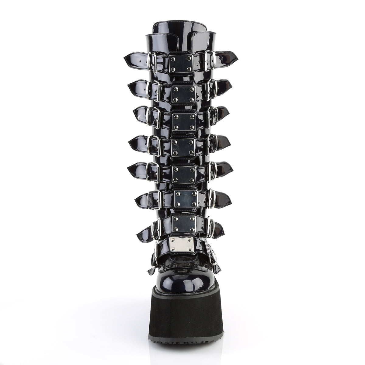 DemoniaCult Botas de mujer DAMNED-318 BLK Hologram cuero vegano