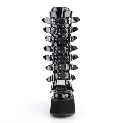 DemoniaCult Botas de mujer DAMNED-318 BLK Hologram cuero vegano
