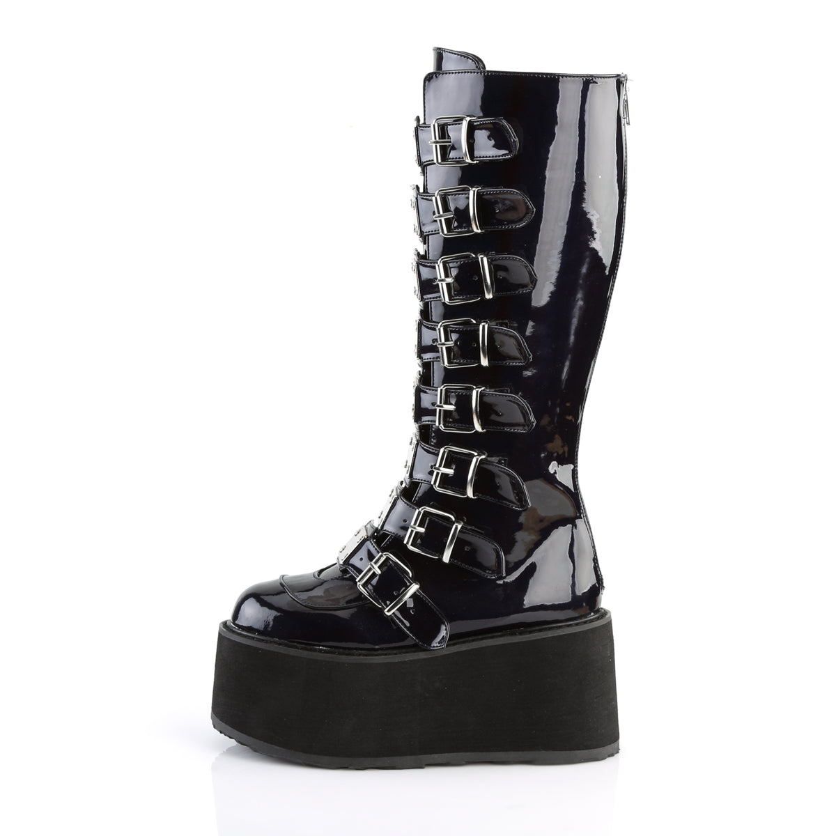 DemoniaCult Botas de mujer DAMNED-318 BLK Hologram cuero vegano