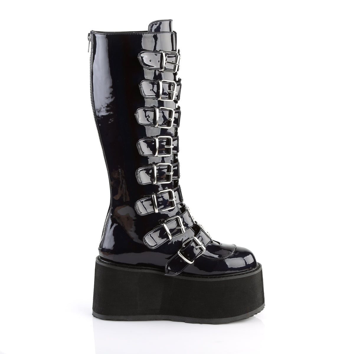 DemoniaCult Botas de mujer DAMNED-318 BLK Hologram cuero vegano