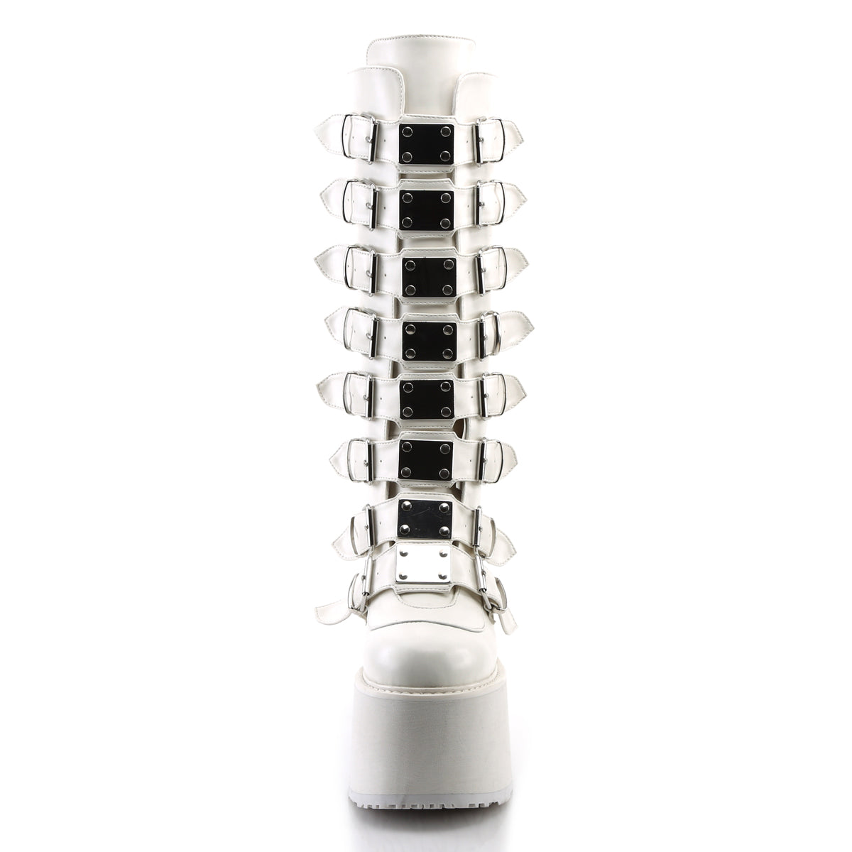 DemoniaCult Botas de mujer DAMNED-318 WHT cuero vegano