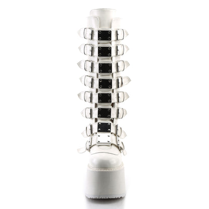 DemoniaCult Botas de mujer DAMNED-318 WHT cuero vegano