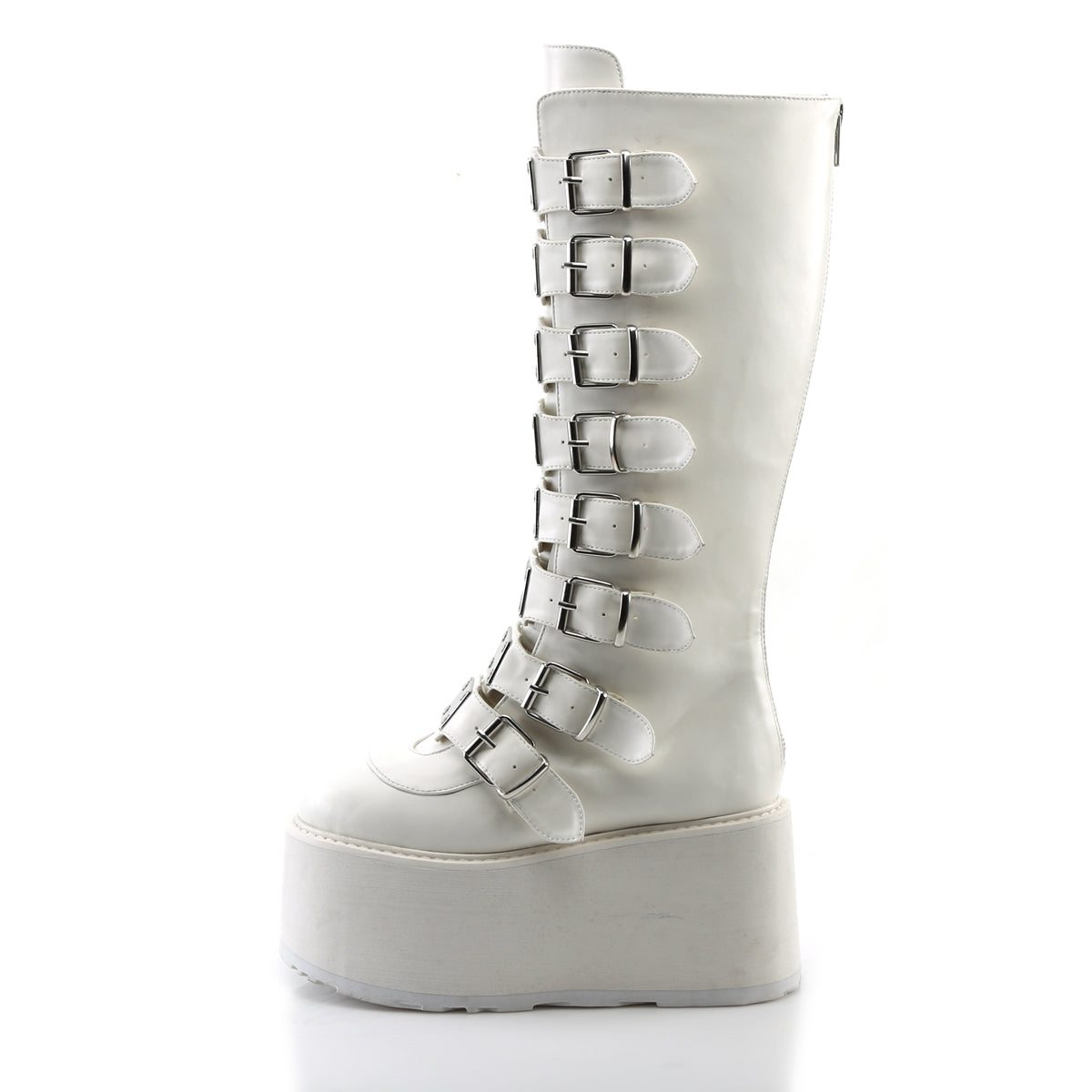 DemoniaCult Botas de mujer DAMNED-318 WHT cuero vegano