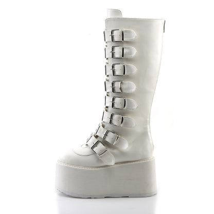 DemoniaCult Botas de mujer DAMNED-318 WHT cuero vegano