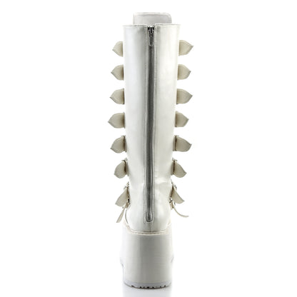 DemoniaCult Botas de mujer DAMNED-318 WHT cuero vegano