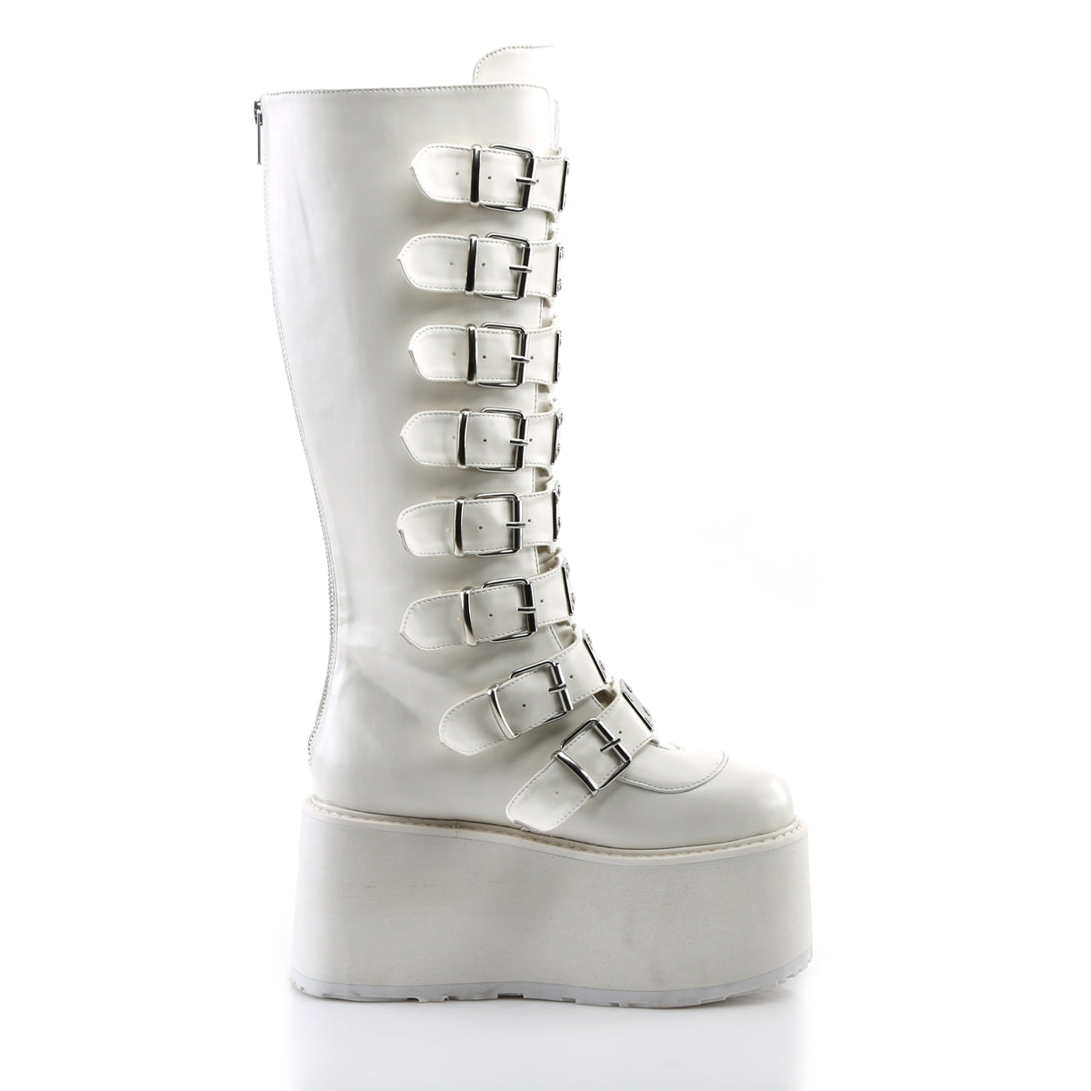 DemoniaCult Botas de mujer DAMNED-318 WHT cuero vegano