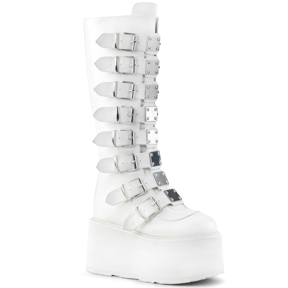 DemoniaCult Botas de mujer DAMNED-318 WHT cuero vegano