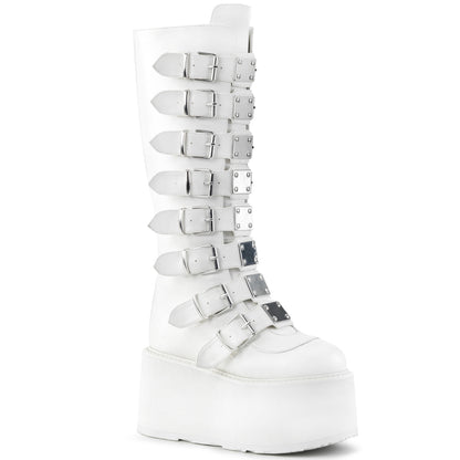 DemoniaCult Botas de mujer DAMNED-318 WHT cuero vegano