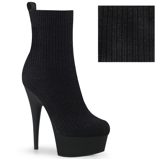 Pleaser Botas de tobillo para mujer DELIGHT-1002-2 Tela de punto de estiramiento blk / BLK MATE
