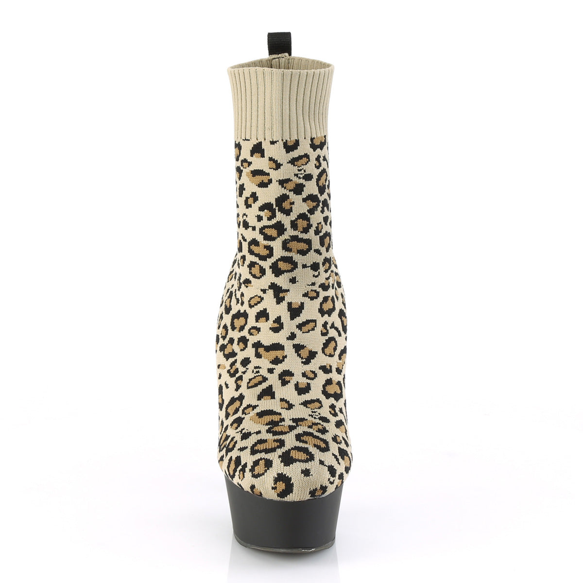 Pleaser Botas de tobillo para mujer DELIGHT-1002LP Tan STR. Tela de impresión de leopardo / BLK MATE