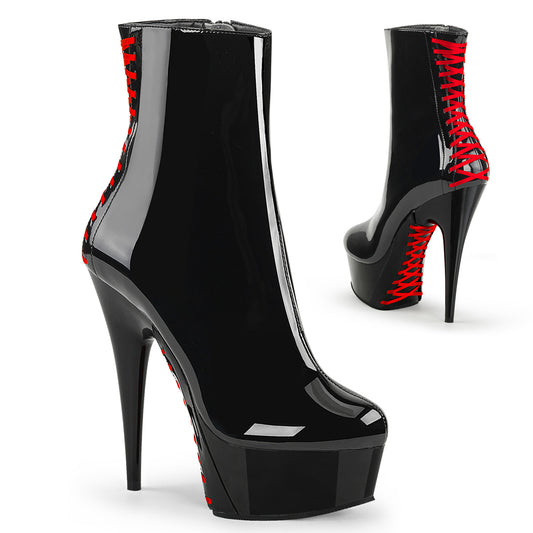 Pleaser Botas de tobillo para mujer DELIGHT-1010 BLK PAT-ROJO / BLK