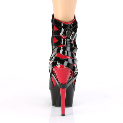 Pleaser Botas de tobillo para mujer DELIGHT-1012 BLK-RED PAT / BLK-ROJO