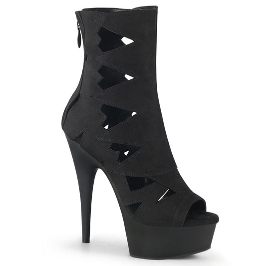 Pleaser Botas de tobillo para mujer DELIGHT-1014 Blk Faux Suede / Blk Mate