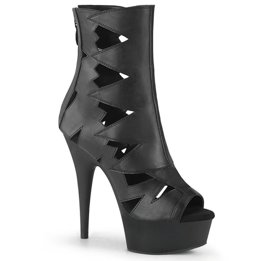 Pleaser Botas de tobillo para mujer DELIGHT-1014 Blk Faux Cuero / Blk Mate