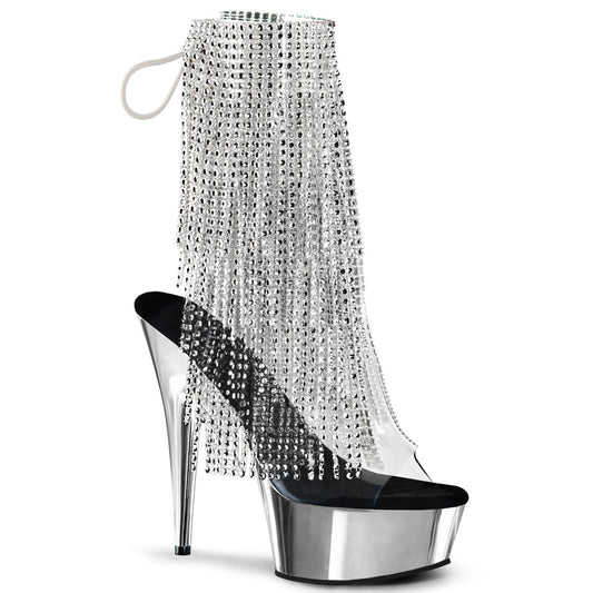 Pleaser Botas de tobillo para mujer DELIGHT-1017RSF CLR-SLV / SLV Chrome