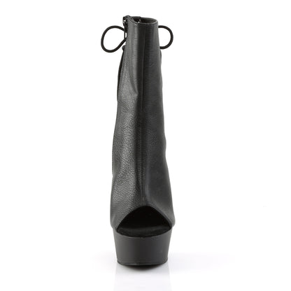 Pleaser Botas de tobillo para mujer DELIGHT-1018 Blk Faux Cuero / Blk
