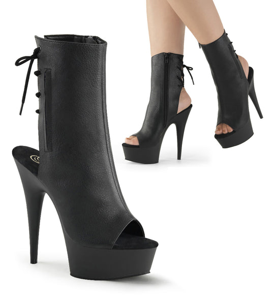 Pleaser Botas de tobillo para mujer DELIGHT-1018 Blk Faux Cuero / Blk