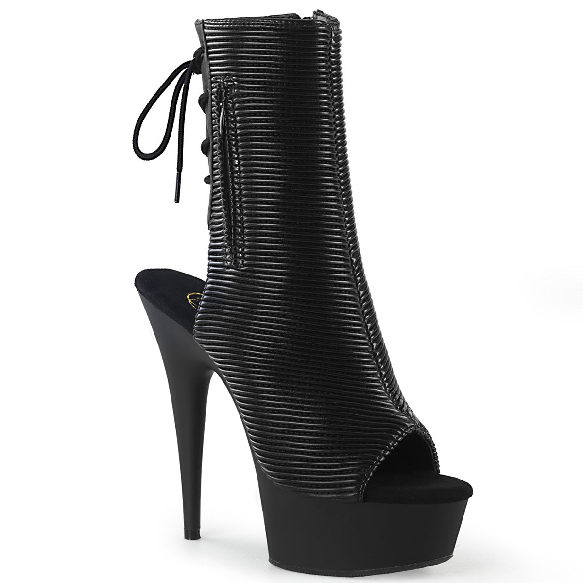 Pleaser Womens Ankle Boots DELIGHT-1018 Blk Quilted Faux Leather/Blk Matte