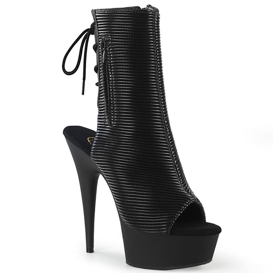 Pleaser Botas de tobillo para mujer DELIGHT-1018 BLK COLIRADOR DE FAUS FAUX / BLK MATE