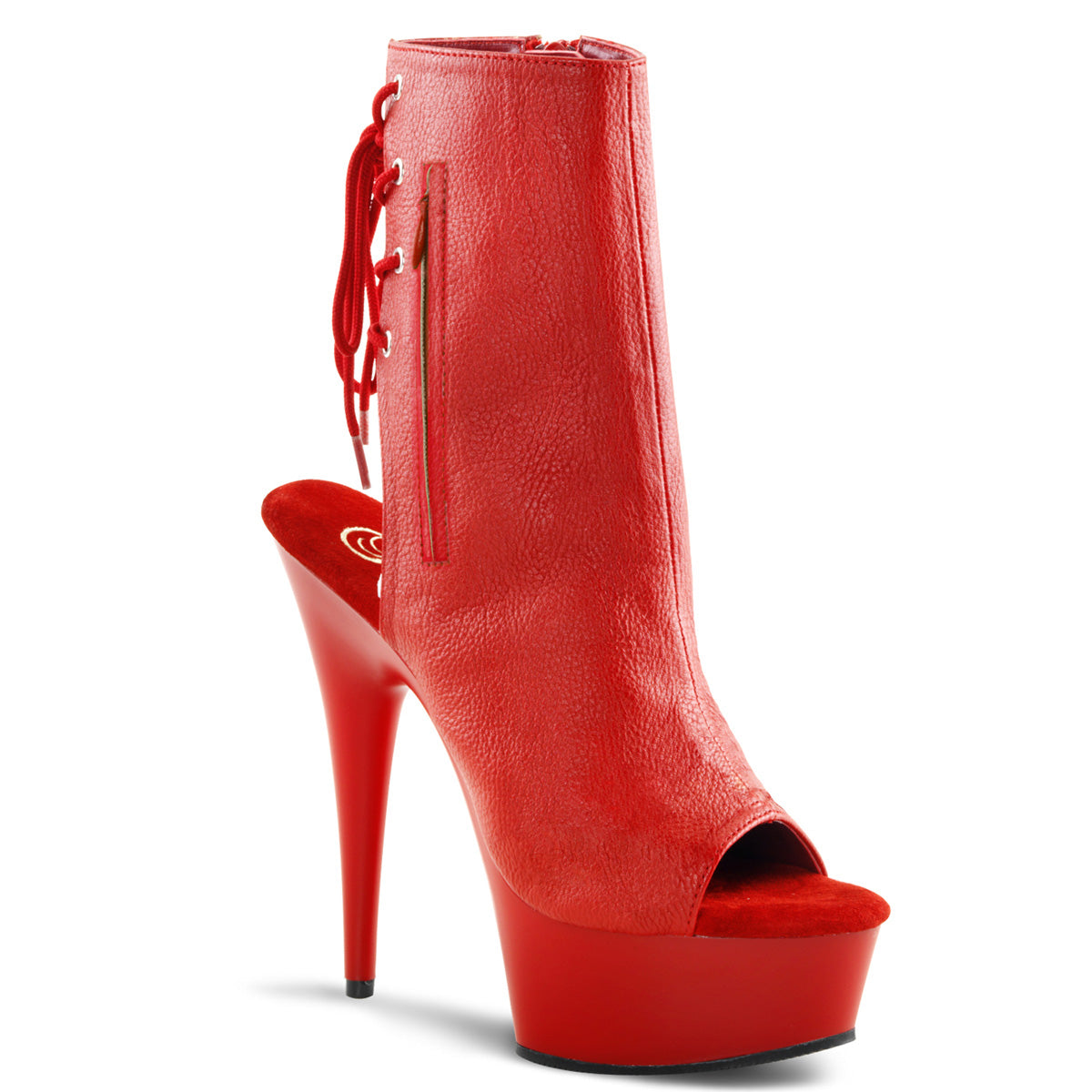 Pleaser Botas de tobillo para mujer DELIGHT-1018 Red Faux Cuero / Rojo