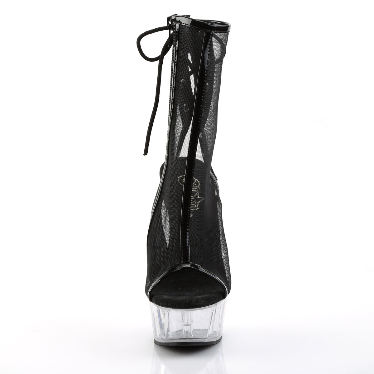 Pleaser Womens Ankle Boots DELIGHT-1018MSH Blk Pat-Mesh/Clr