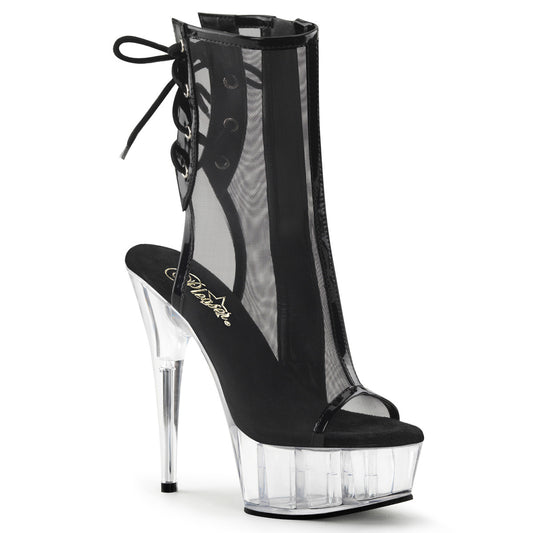 Pleaser Botas de tobillo para mujer DELIGHT-1018msh BLK BLK PAT-MESH / CLR
