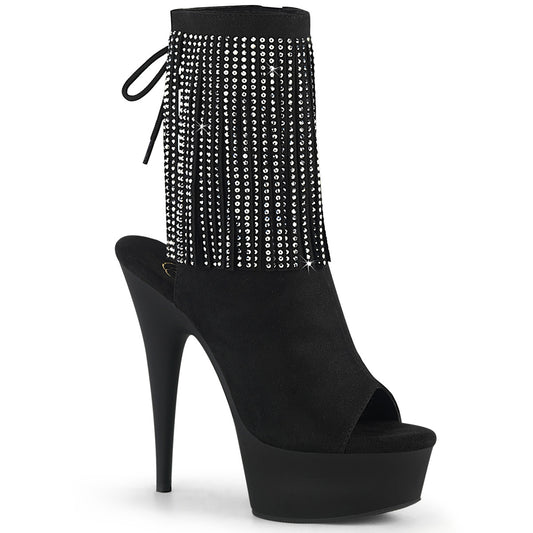 Pleaser Botas de tobillo para mujer DELIGHT-1018RSF BLK Faux Suda / Blk Mate