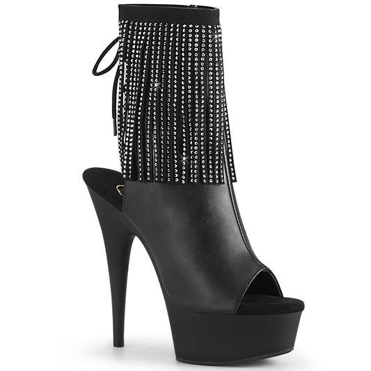 Pleaser Botas de tobillo para mujer DELIGHT-1018RSF BLK Faux Cuero / Blk Matte