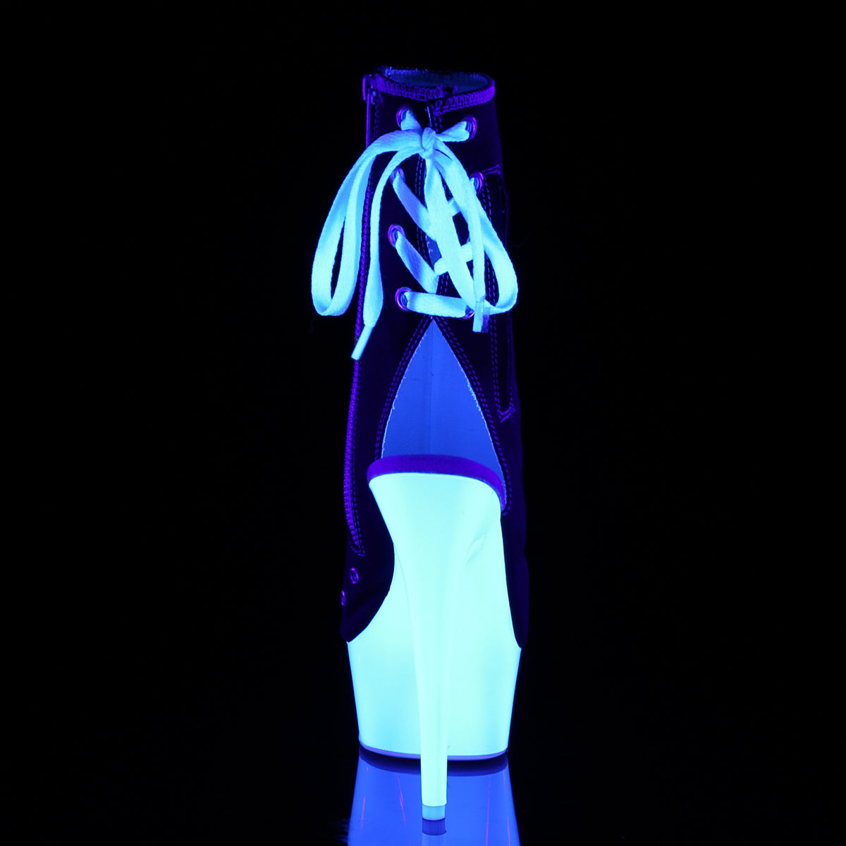 Pleaser Botas de tobillo para mujer DELIGHT-1018sk Blk lienzo / Neon White