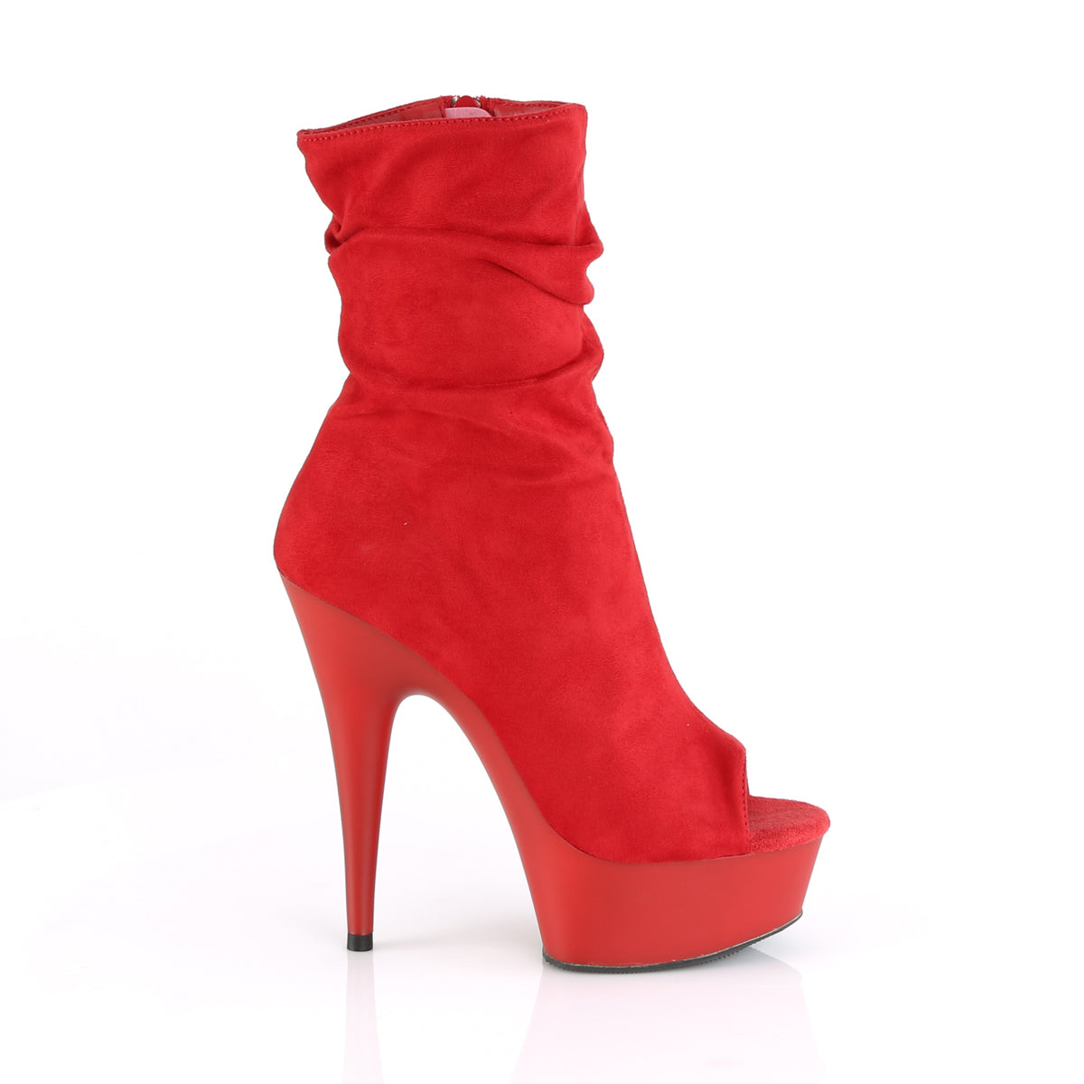Pleaser Botas de tobillo para mujer DELIGHT-1031 Red Faux Suede / Red Matte