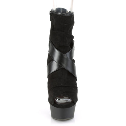 Pleaser Womens Ankle Boots DELIGHT-1034 Blk Faux Suede-Faux Leather/Blk Matte