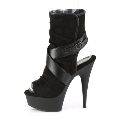 Pleaser Womens Ankle Boots DELIGHT-1034 Blk Faux Suede-Faux Leather/Blk Matte