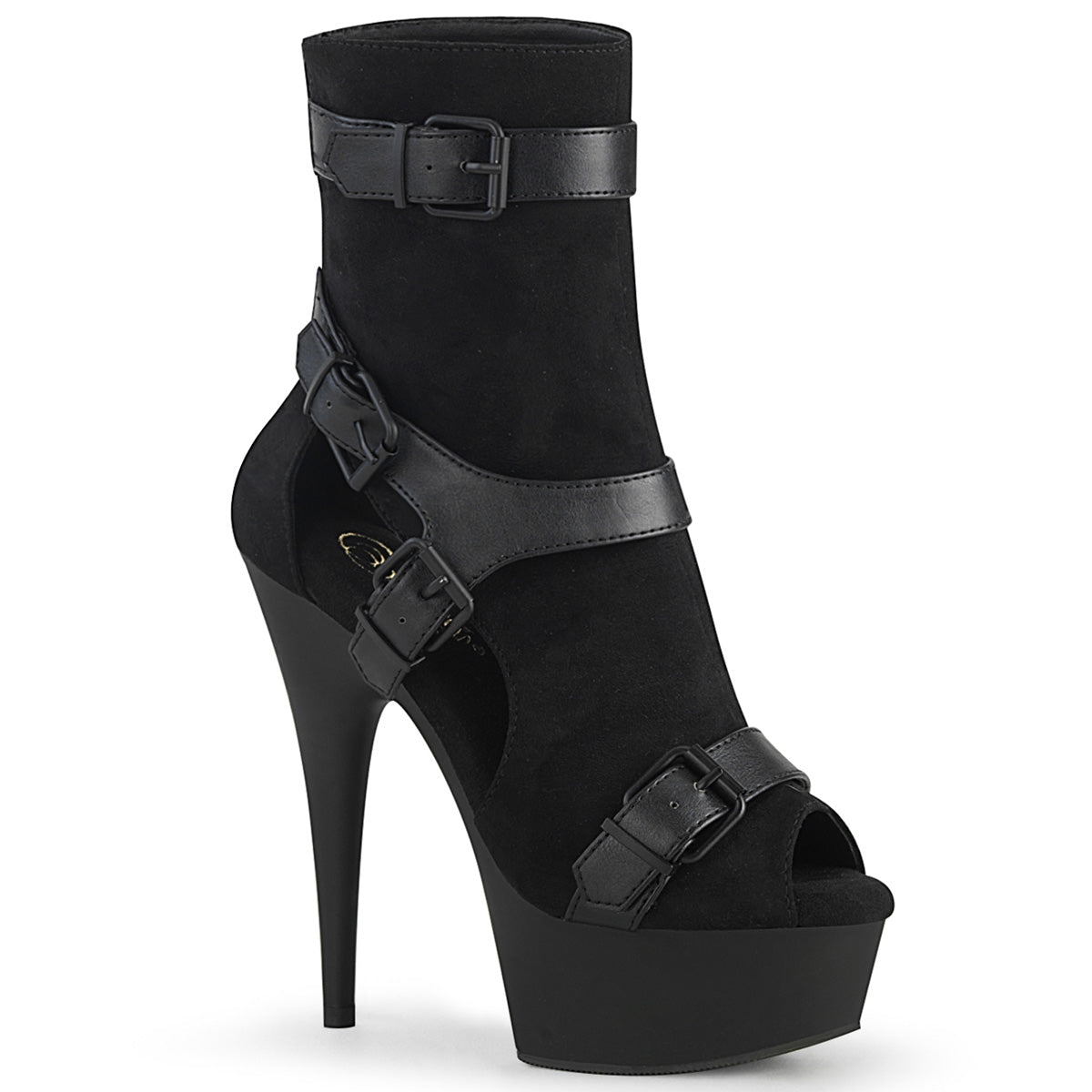 Pleaser Womens Ankle Boots DELIGHT-1037 Blk Faux Suede-Faux Leather/Blk Matte