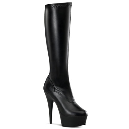 Pleaser Botas de mujer DELIGHT-2000 BLK STR Faux Cuero / Blk Mate